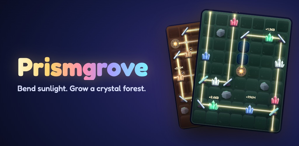 Prismgrove: beams of light bending through a crystal grove